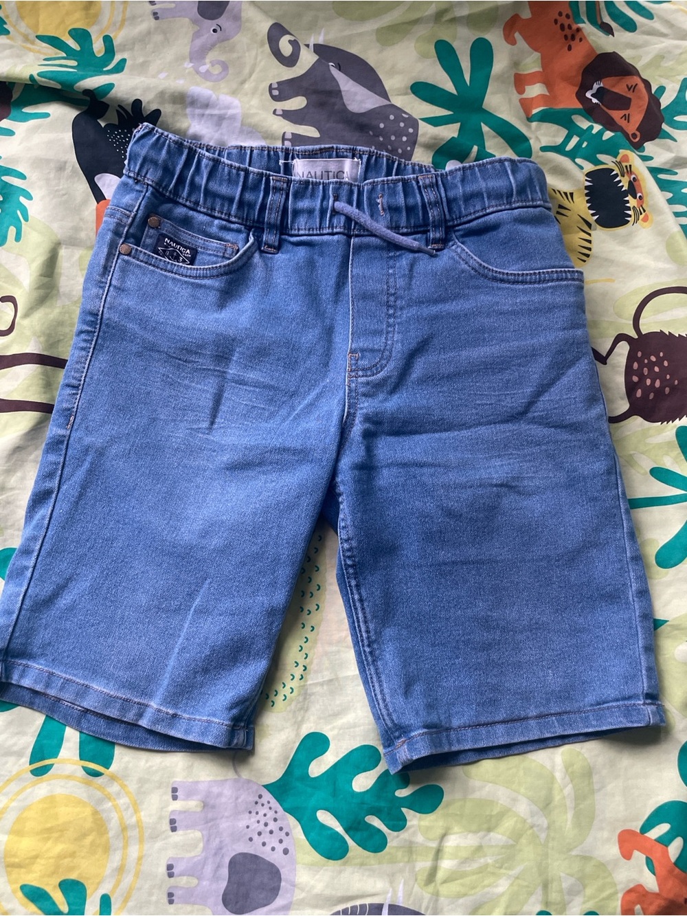 Nautica Light Blue Knit Denim Shorts